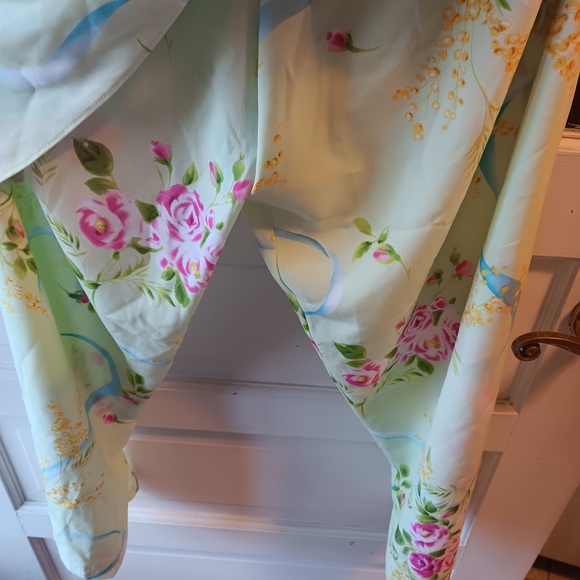 Oscar de la Renta Mint Green Floral Nighty Set - Picture 3 of 5